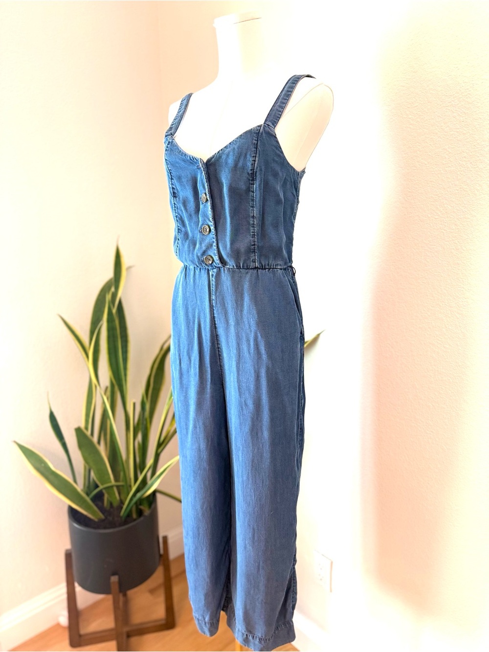 LC Lauren Conrad Blue Denim Overalls Jumpsuit